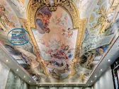 3Д таван в трапезария с диодни ленти и фото принт барок - Фреската Апотеоз на Света Екатерина в църквата Санта Катерина да Сиена а Магнаполи от Луиджи Гарзи, Рим.