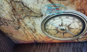 Опънати тавани Варна - 3д опънат таван с диодно осветление и печат - Старинна карта с компас.