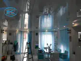 Опънат таван - бял гланц в хол в Пазарджик.