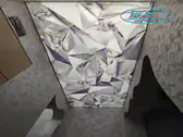 Светещ 3Д опънат таван с печат - кристали.