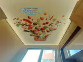 Светещ 3Д таван в кухня с печат - Кошница с плодове и зеленчуци.