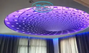 3Д Опънат таван София в хол, с RGB LED осветление.