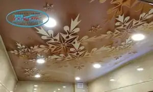 3Д таван в баня - опънат таван с фото принт - снежинки.