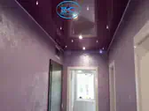 Опънати тавани за коридори - лилав лак с лунички и кристали Звездно небе в коридор - Пловдив.